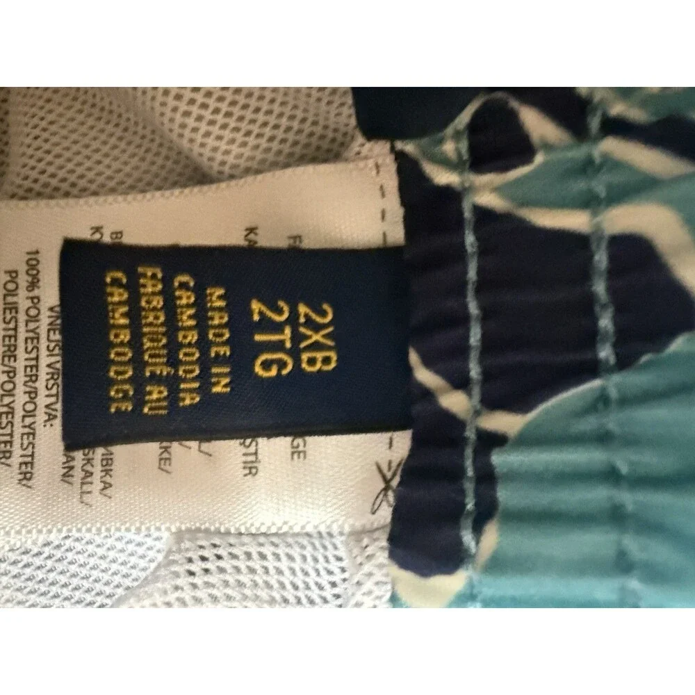 Polo Ralph Lauren Swim Shorts Mens Teal/Navy Drawstring 2X Beach Summer Trend